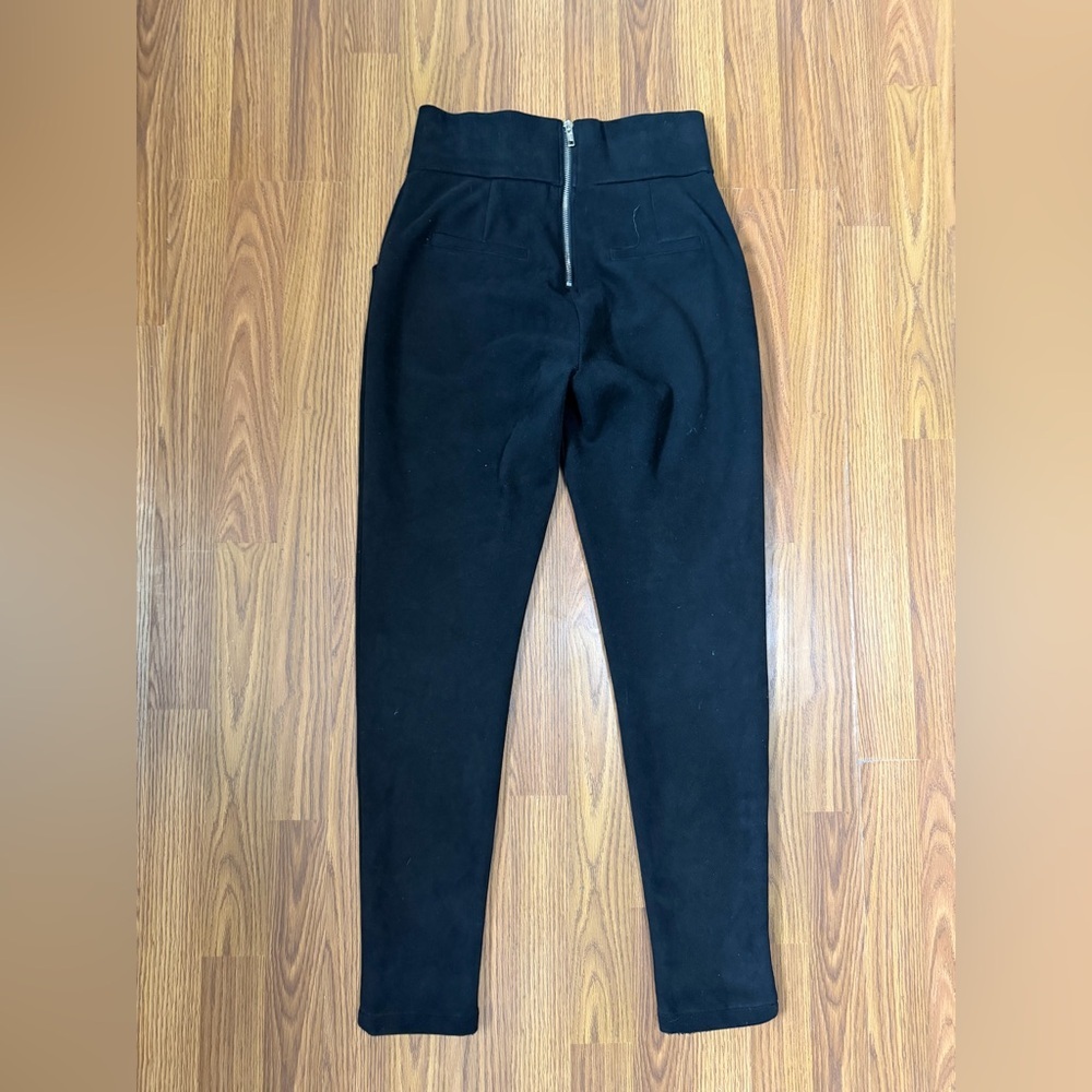 Ammo Suede High Rise Black Pants Gold Zipper Detail Size Medium.